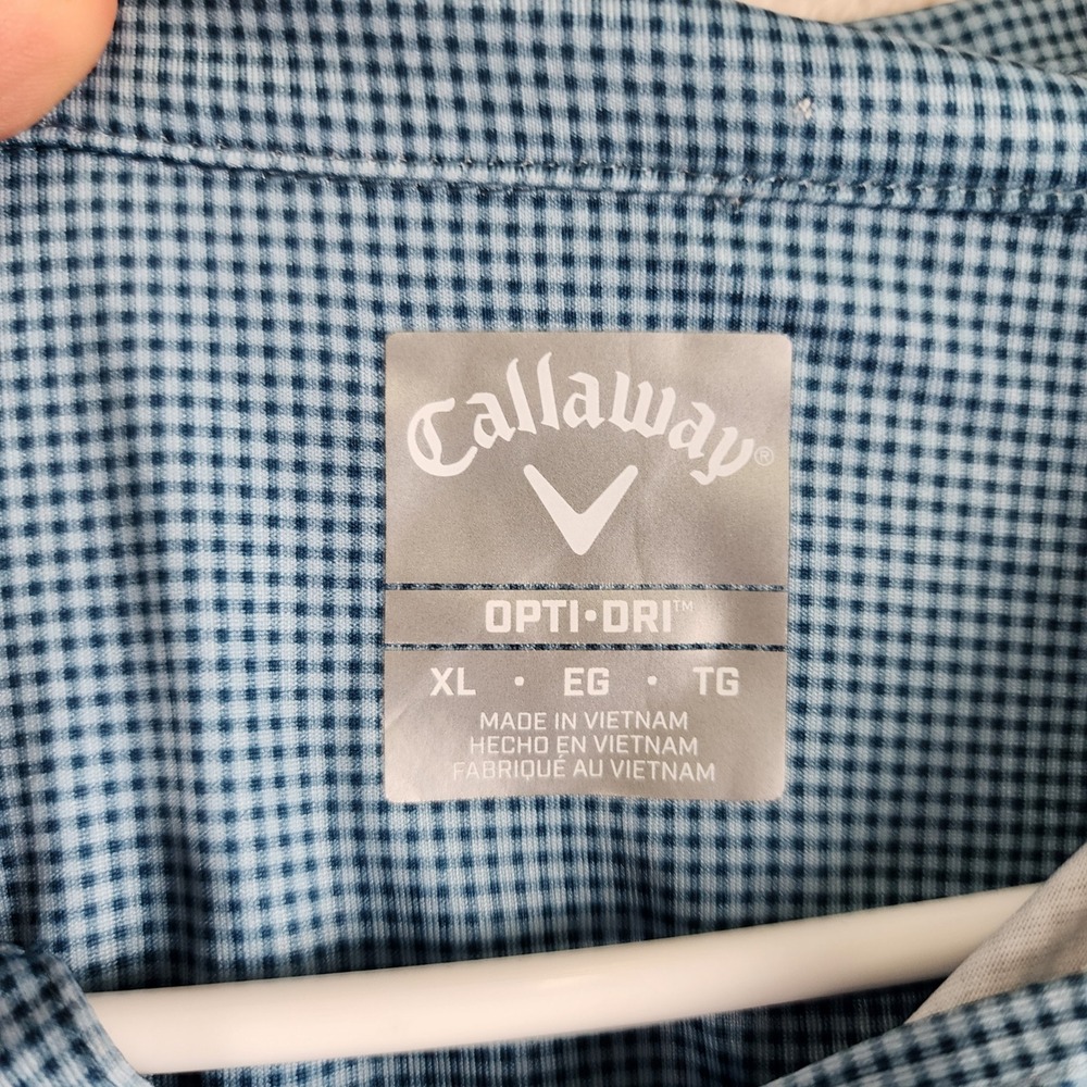 Callaway Opti-Dri Polo‎ Shirt Mens XL Blue Micro Check Golf Performance - Picture 4 of 10